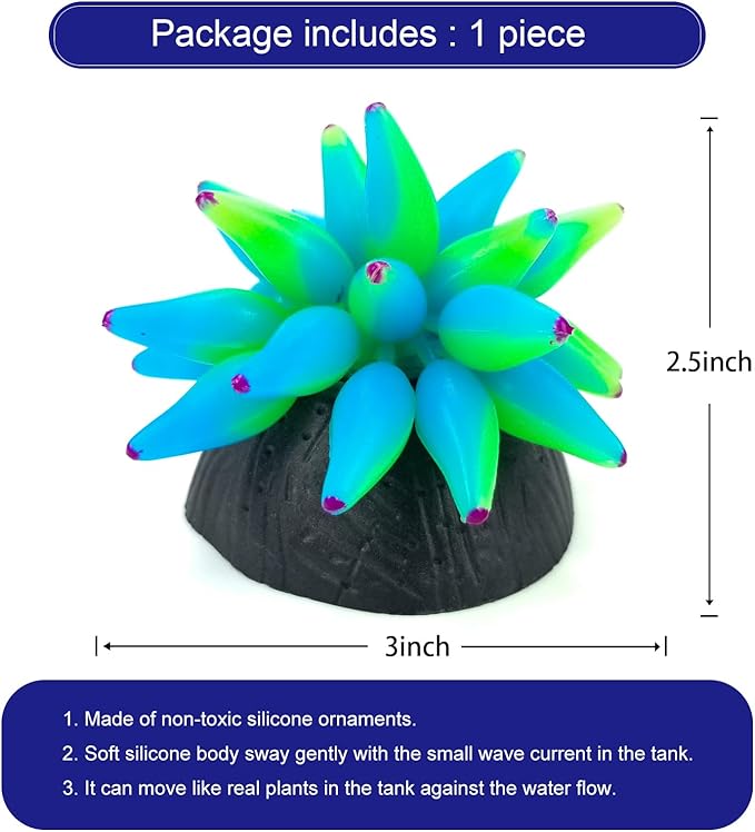 Soft Silica Gel Moves Naturally with Water Flow, Aquarium Decorations Glow in The Dark, Glowing Coral Ornaments for Fish Tank Decorations (Green, Winter Beauty)