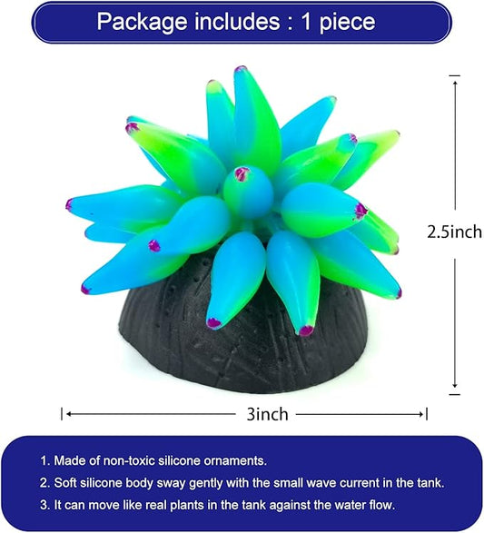 Soft Silica Gel Moves Naturally with Water Flow, Aquarium Decorations Glow in The Dark, Glowing Coral Ornaments for Fish Tank Decorations (Green, Winter Beauty)