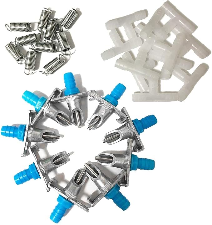 Automatic Rabbit Nipple Drinker with Double Springs 30Sets Guinea Pig Watering System Poultry Rats Rodent Bunny Drinkers(Blue)