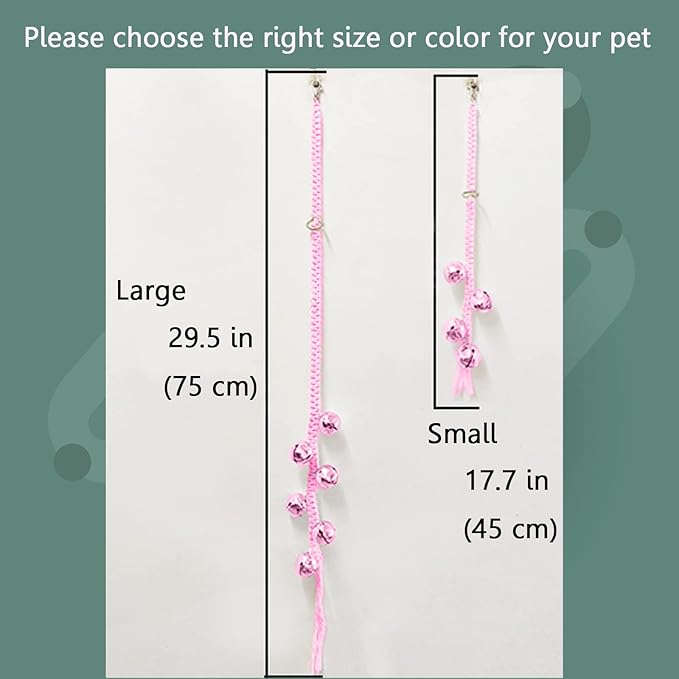 Dog Hanging Doorbells| 6 Extra Loud Dog Potty Training Bells| Adjustable Durable Braided Rope Door Bell for Dogs to Ring to Go Outside(Pink, Large)