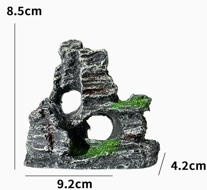 6-Piece Aquarium Plant Set with 5 Green Artificial Plants and Resin Cave Decorations for Betta Fish, Goldfish, and Shrimp for Breeding, Playing, and Resting