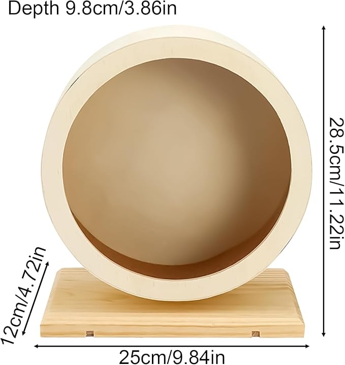 Hamster Exercise Wheels |Large Hamster Wheel Silent Running,Gerbil Wh EEL,Quiet Gerbil Whe el Wooden with Base, Spinner for Small Pets Mice Chinchilla Hedgehog Ger bil Running Enrichment Boredom