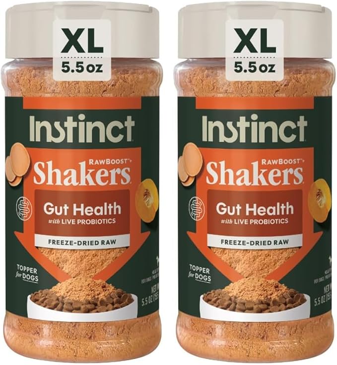 Instinct Raw Boost Shakers, Freeze-Dried Powder, Dog Food Topper, Chicken - Gut Health, 5.5 oz. Bottle, (Pack of 2)