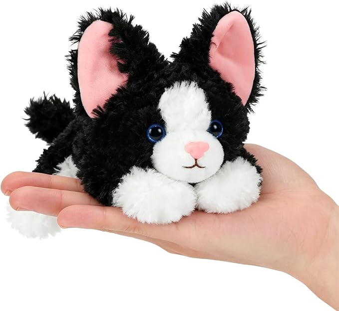 PEACH CAT Devon Rex Cat Stuffed Animal Cute Kitten Plushies Small Plush Toys Gifts for Kids Black