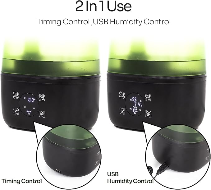REPTI ZOO Reptile Automatic Fogger 2 IN 1 Digital Timing & Hygrostat Humidifier Remote Control 4L Large Tank Reptile Terrarium Fogger with Extended Hose for Bearded Dragon/Lizard/Gecko/Snake/Tortoise