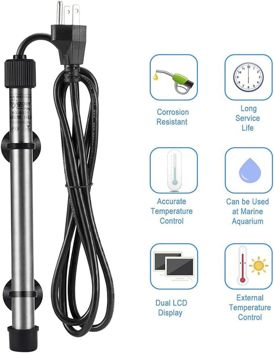 hygger 802 Aquarium Titanium Heater Rod Fish Tank Heating Element Replacement Heater Tube (Controller Excluded) 100W
