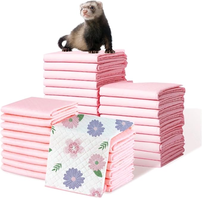 Ferret Pee Pads Extra Thick Ferret Cage Accessories Bed Hammock Litter Potty Pads Training Pads Leak-Proof Quick-Dry (Extra Thickness,X-Large 70g x 20 pcs 24x35'')