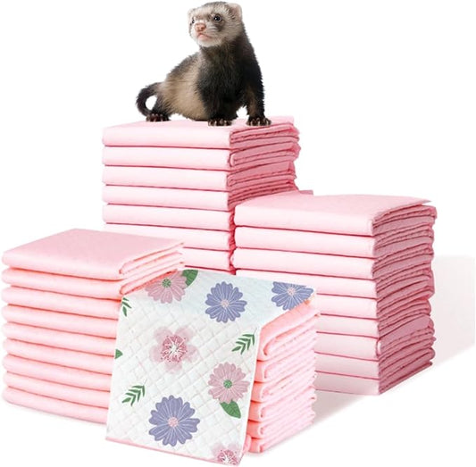 Ferret Pee Pads Extra Thick Ferret Cage Accessories Bed Hammock Litter Potty Pads Training Pads Leak-Proof Quick-Dry (Extra Thickness,Medium 36g x 50 pcs 18x24'')