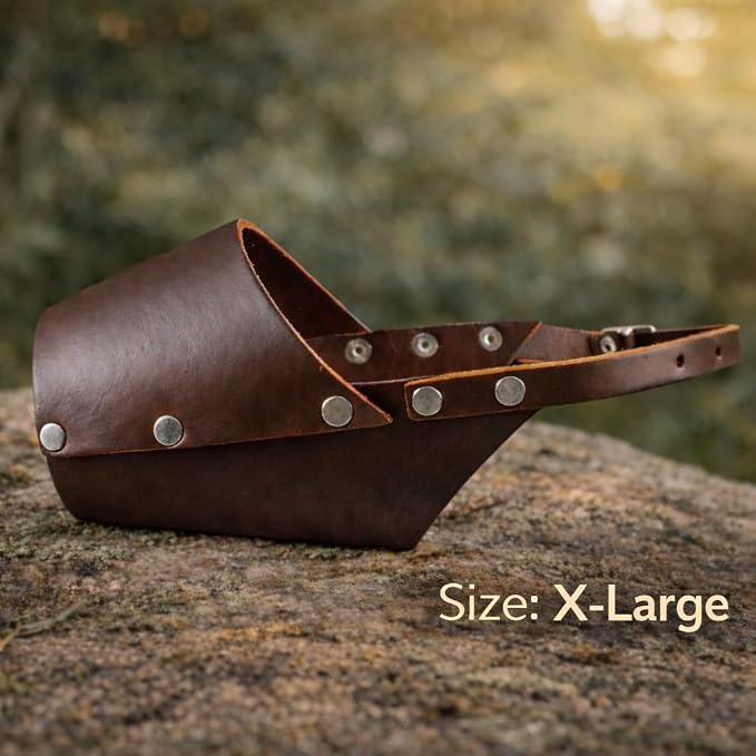 JorVet Leather Muzzle for Dog | Comfortable & Durable to Prevent Biting | Vet-Approved for Safety | Adjustable & Secure Fit | Extra Large | Brown