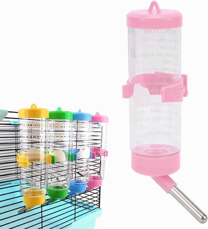 Hamsters Water Bottle, Automatic No Drip Hanging Water Feeder Dispenser for Small Animals Guinea Pig Rat Rabbit Dwarf Gerbil Chinchilla(125ML)