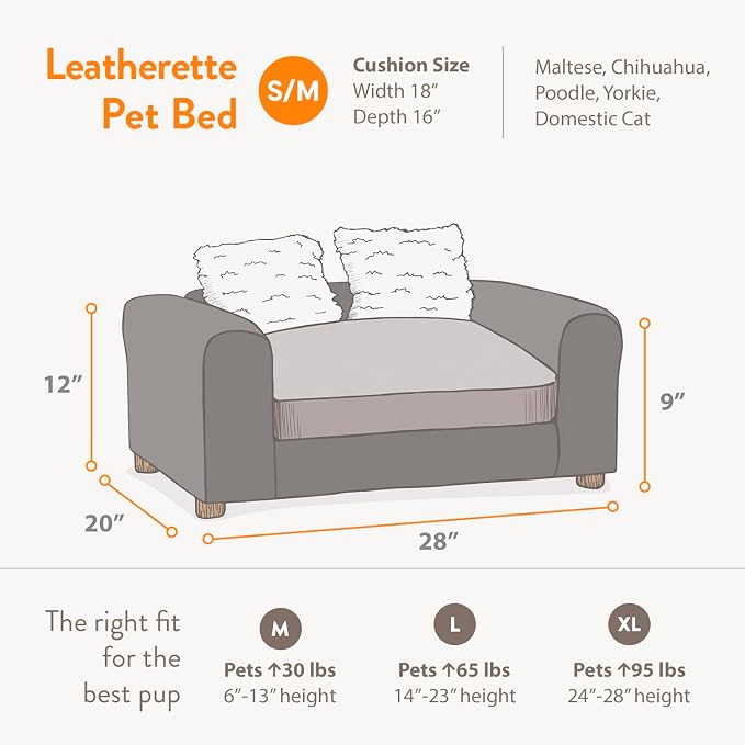 Moots Premium Leatherette Pets Sofa, Espresso, Small