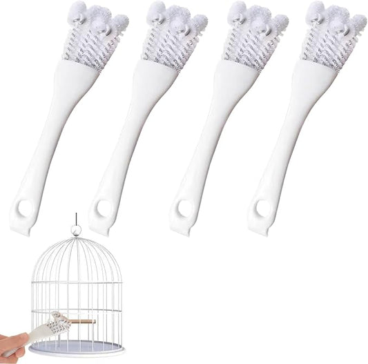 4Pcs Bird Cage Cleaner Tools Long Handle Brush Supplies for Cleaning Poop Off Birdcage Dropping Remover Accessories for Parrot Cages Bunny Habitats and Pet Cage Maintenance