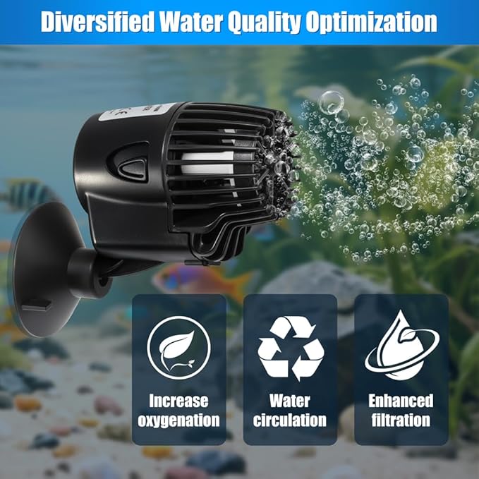 DaToo 800GPH Mini Aquarium Circulation Pump Ultra-quiet Fish Tank Wave Maker With Suction Cup 360 Degree Rotatable Aquarium Power Head Submersible Water Pump For Freshwater And Saltwater