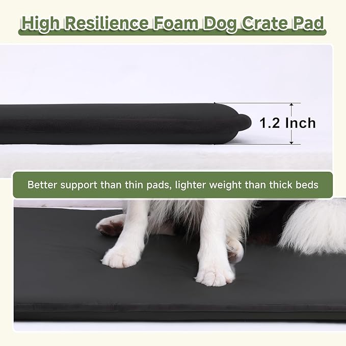 XXL Dog Crate Pad, Double-Sided Waterproof Crate Mat Bed, Outdoor Kennel Mat Beds Pet Sleeping for Large Dogs, Waterproof, Wipeable, Anti-Slip, Kennel Pads 47 x 29 Inch, Black