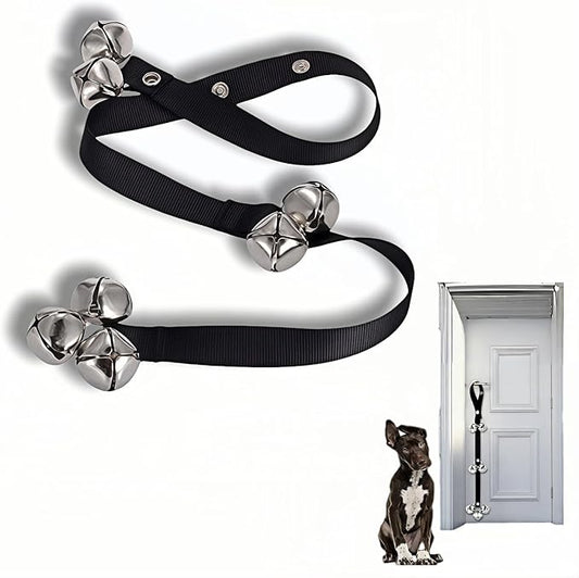Dog Doorbell for Potty Training, Adjustable Length with 7 Extra Loud Bells, Black Nylon Strap with Metal Bells, 31-33 Inches