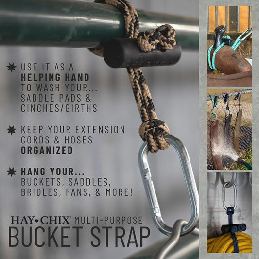 Water Bucket Straps for Horses | Hay Chix Adjustable Bucket Hangers for Horse Stalls | Horse Show Supplies | Durable and Versatile Strap for Stables and Barn Organization | 14 inches, Leopard