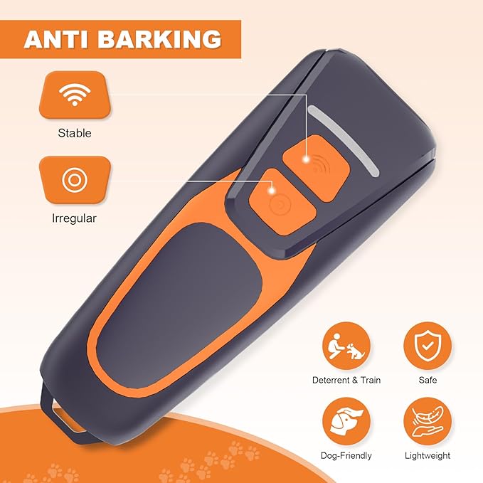 Dog Bark Deterrent Devices, Ultrasonic Anti Barking Device for Dogs, Up to 50FT Long Range Rechargeable Bark Control Safe for Dogs & Human Portable
