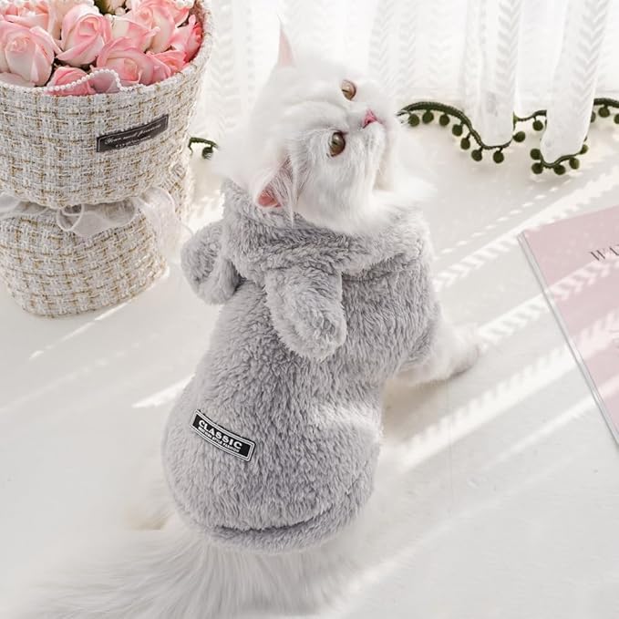 Selena Cat Bunny Ears Costume Cute Dog Kitten Hoodies Sweater Rabbit Ears Puppy Pet Apparel (XXX-Large,Gray)