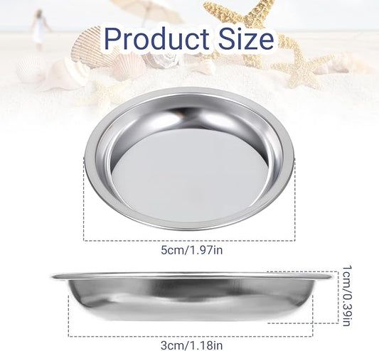 4 Pack Hermit Crab Food and Water Bowl, Small Stainless Steel Reptile Feeding Dish Bowl Mini Feeding Dishes for Hermit Crab Lizard Gecko Bearded Dragon Chameleon (2" W x 2" D x 0.4" H)