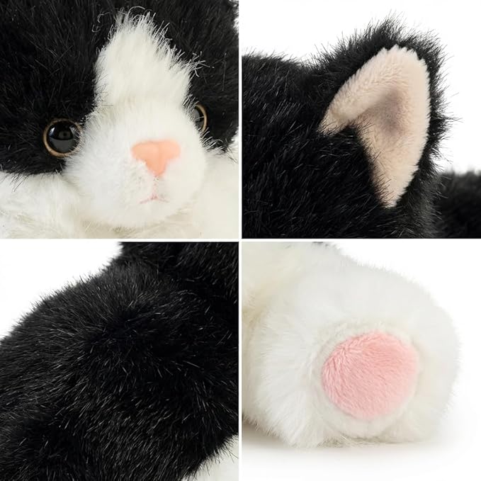 Cute Black Cat Stuffed Animal Plush Toy - Weighted & Soft, Cute Small Plushie Gift for Kids, Girls, Boys, Adults. 8 inches