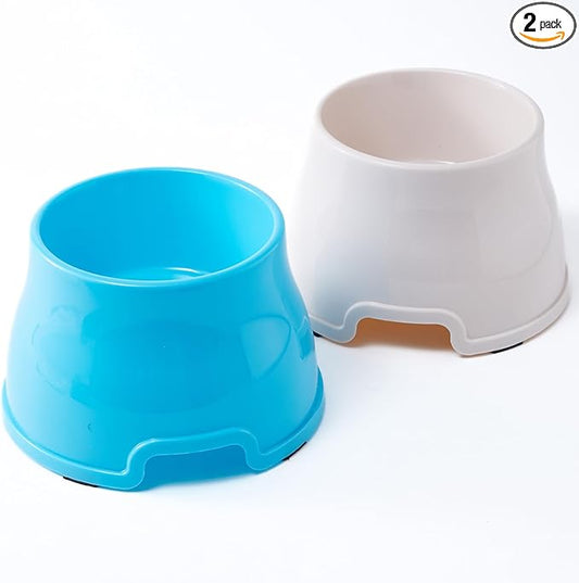 Spaniel Bowls for Dogs Long Ears – 2 Pack Long Eared Dog Bowl, No-Spill Food & Water Bowls for Cocker Spaniels, Beagles, & Long-Eared Breeds, Non-Slip Design, Easy to Clean (Blue & White)