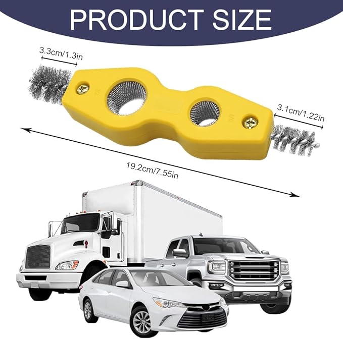 Car Battery Terminal Cleaning Brush, 4 in 1 Auto Battery Terminal Cleaning Tools, Copper Pipes Cleaner Brush Tool, Universal Battery Terminals Machine Parts Cleaning Tool (Yellow, 1PCS)