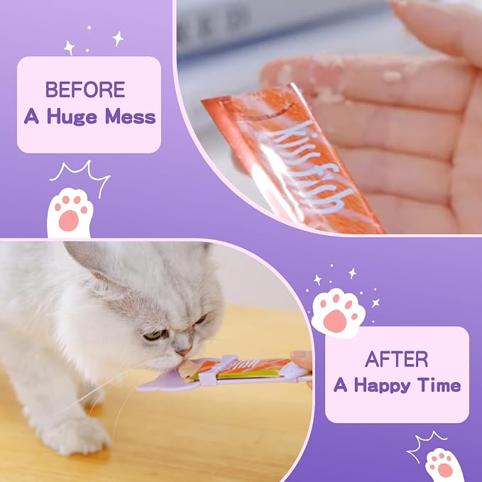 LICKJIMO-3PCS Cat Treat Dispenser,Multi Function Spoon for Churu Lickable Cat Treats,Cat Treat Spoon for Lickable Cat Treats Squeeze up,Food Dispenser Cat Feeder,Cat Food Spoon Big Size(3 Color)