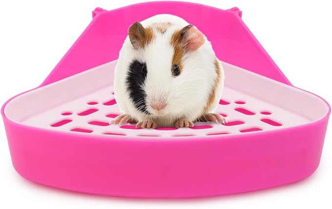 Hypeety Pet Toilet Small Animal Litter Tray Corner for Hamster Guinea Pig Ferret Gerbil Chinchilla Pet Small Rat Toilet Pink