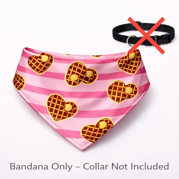 Luxury Satin Dog Bandana – Slip-On Collar Style, Premium Pet Scarf for Medium, Large & XL Dogs – Special Occasion Accessory (Collar Not Included) (Medium - Extra Large, Waffle Heart)