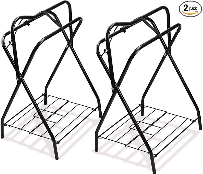 2 Pack Saddle Rack Portable Folding Horse Saddle Stand for English and Western Saddles,28" L x 19" W x 37.5" H