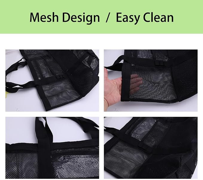 Smanllan Horse Grooming Organizer Bag,8 Pockets Waterproof Horse Grooming Tote Bag with Mesh (Black)