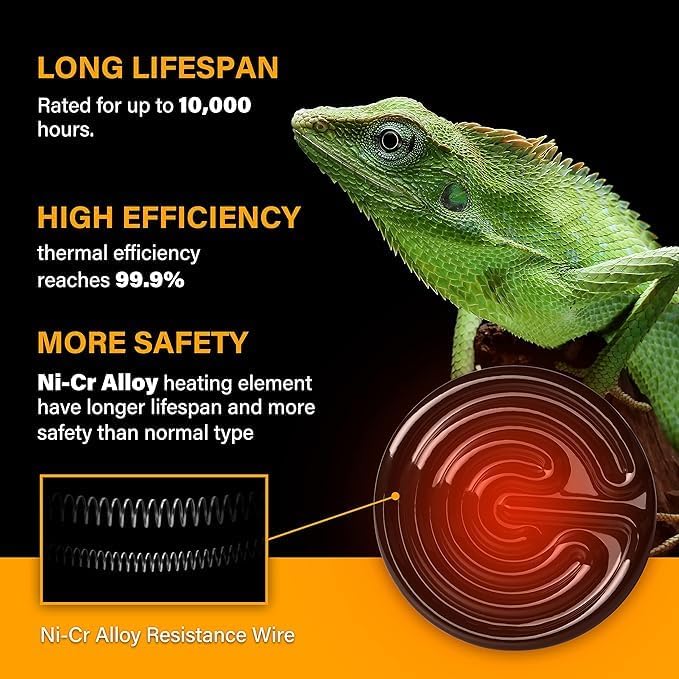 HealSmart Reptile Heat Lamp 150W Ceramic Heat Emitter, No Light Emitting Heat Bulbs for Amphibian Pet Brooder Coop Incubating Chicken, Lizard Bearded Dragon Turtle Snake Terrarium, 4-Pack