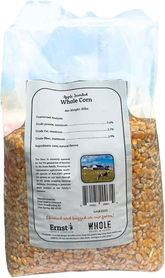 Ernst Grain & Livestock Apple‑Scented Whole Corn Feed – Premium 10 lb (160 oz) Portable Bag – Natural Fruit Aroma for Livestock, Poultry & Small Animals – All‑Natural, Unprocessed, Family Made