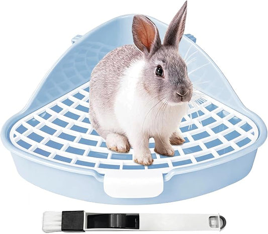 Rabbit Litter Box Bunny Corner Toilet Box for Hamster Ferret Rat Cage Pan 3.9” x 7.5” x 7.5” for Small Animals Traine Tray