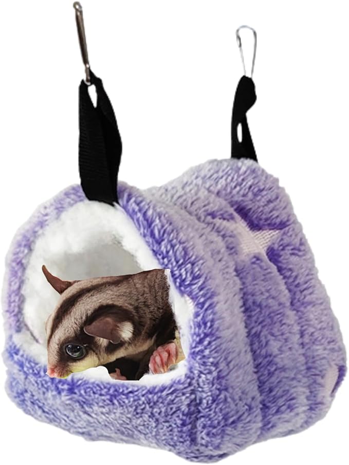 Cotton Guinea Pig Rat Hammock, Colorful Hamster Hanging Nest Warm Hideout Cage for Small Animals Sugar Glider Parrot Ferret (Purple,Small)