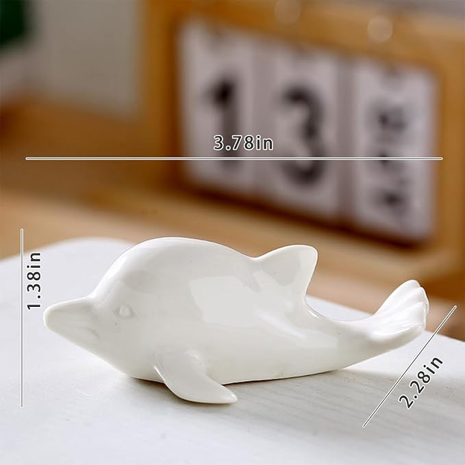 Multi-Purpose Ceramic Whale Ornament for Aquarium, Bonsai Landscape, Miniature Fairy Garden & Home Desk Decor (White)