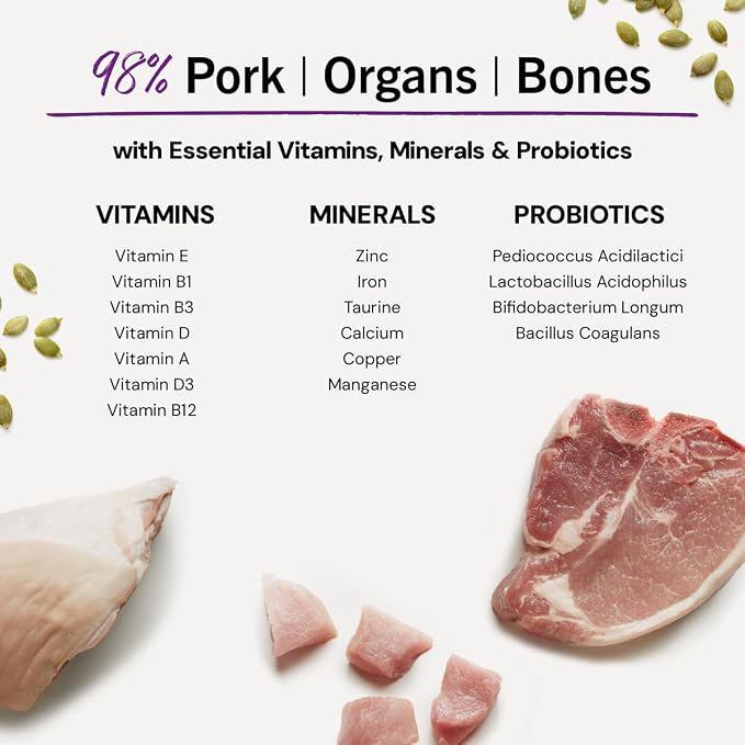 Stella & Chewy's Freeze-Dried Raw Cat Dinner Morsels - Premium Pork Recipe with 98% Responsibly-Sourced Meat & Organs - Natural Grain-Free Cat & Kitten Food - Made in USA - 18 oz