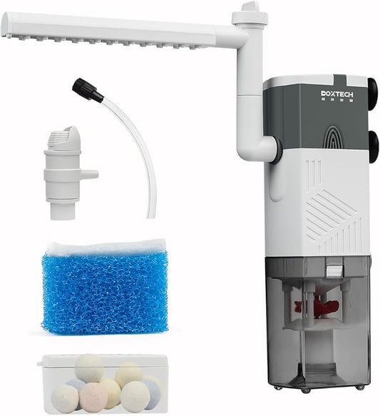 UPETTOOLS Aquarium Internal Filter, 4 in 1 Fish Tank Filters Pump Sponge Filter Ultra Silent Adjustable Submersible Power Filter for Fish Tanks 5-30 Gallon, 160 GPH, 10W