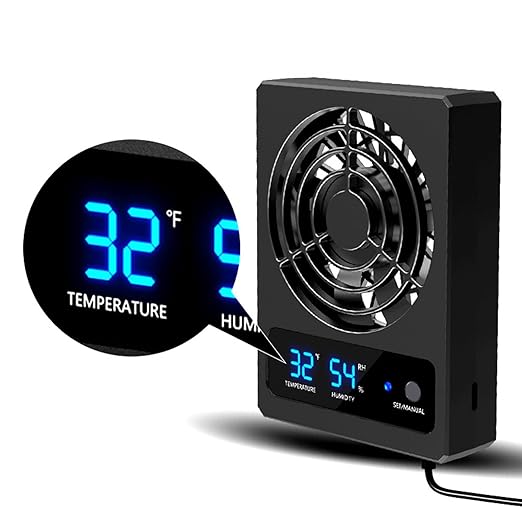 Reptile Ventilation Fan with Humidity Control Accurate Powerful Noiseless Fan Thermometer and Humidity Gauge for Reptile Tank- Fahrenheit