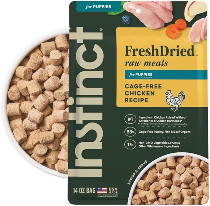 Instinct Puppy Freeze-Dried Meals, FreshDried Bites, Natural Dog Food, Grain-Free - Cage-Free Chicken, 14 oz. Bag