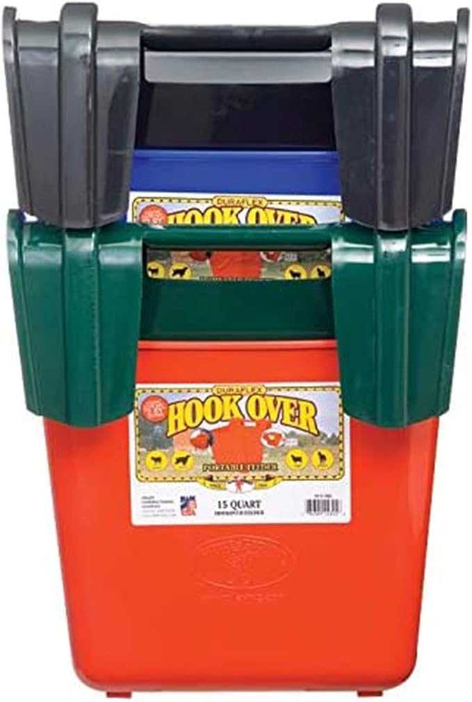 Little Giant HF15GREEN Heavy Duty 15 Quart Mountable Plastic Hook Over Feeder, Green (4 Pack)