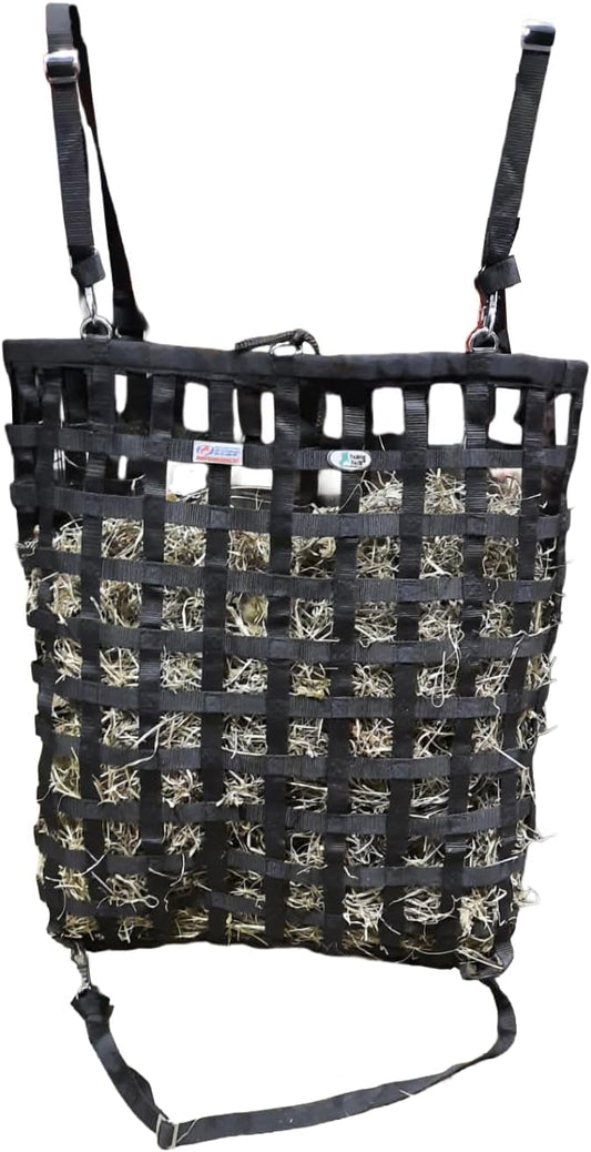 Tahoe Tack Slow Feed Hay Bag for Horses – Patented Durable Nylon Hay Bag with 2"x2" Mesh, Easy-Fill Top Ring, Tough Bottom for Trailer & Stall Feeding