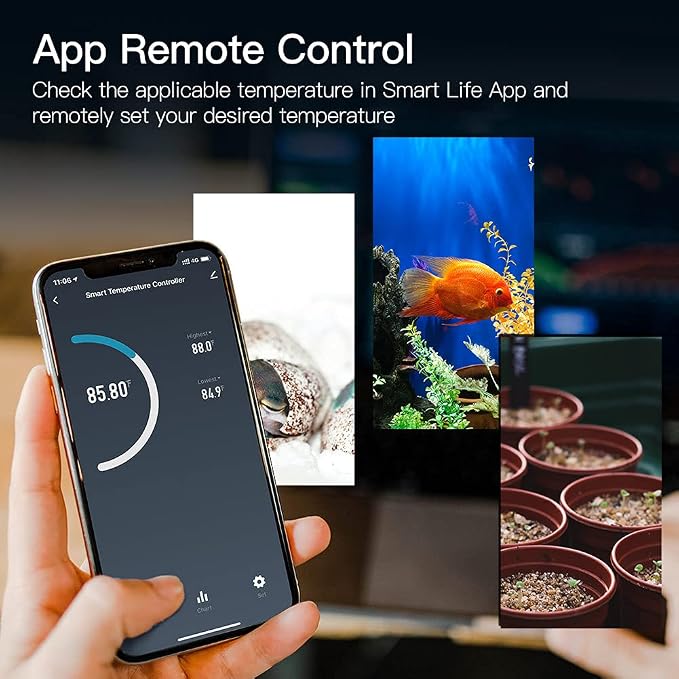 MOES Smart WiFi Cooling Heating Thermostat Outlet, Tuya Digital Temperature Controller Sensor Plug for Reptile Fermenter Brewing Breeding Heat Mat, Smart Life Remote Control, -22-221℉,10A 1250W