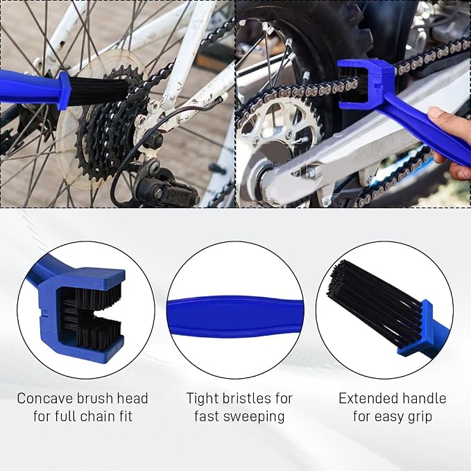 2 PCS Bike or Motorcycle Chain Washer, Motorcycle Chain Cleaning Kit, Motorbike Gear Dirt Stain Cleaning Brush, Bicycle Washer Cleaner Brush Tool for Bicycle Mountain Bike (Blue, 2PCS)