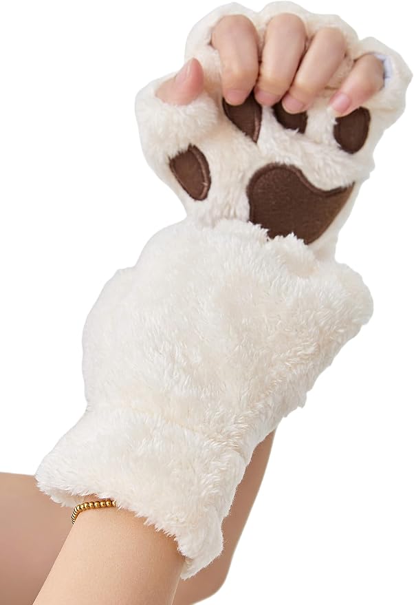 OTPEH Cat Paws Gloves Fingerless Bear Furry Paw Cute Hand Gear Cosplay Costume Accessories