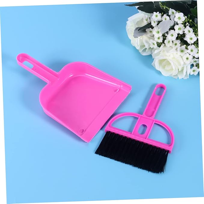 Practical Cleaning Set for Small Pet Cages Broom Dust Pan for Cage Cleaning