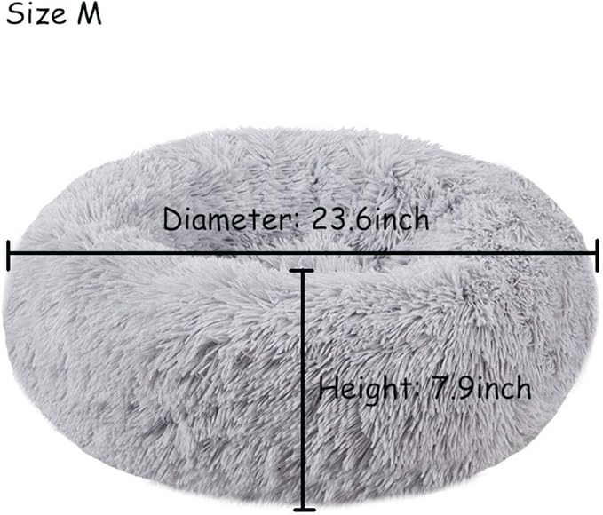 Modern Soft Plush Round Pet Bed for Cats or Small Dogs, Mini Medium Sized Dog Cat Bed Self Warming Autumn Winter Indoor Snooze Sleeping Cozy Kitty Teddy Kennel (24'' D x 8'' H, Light Grey)