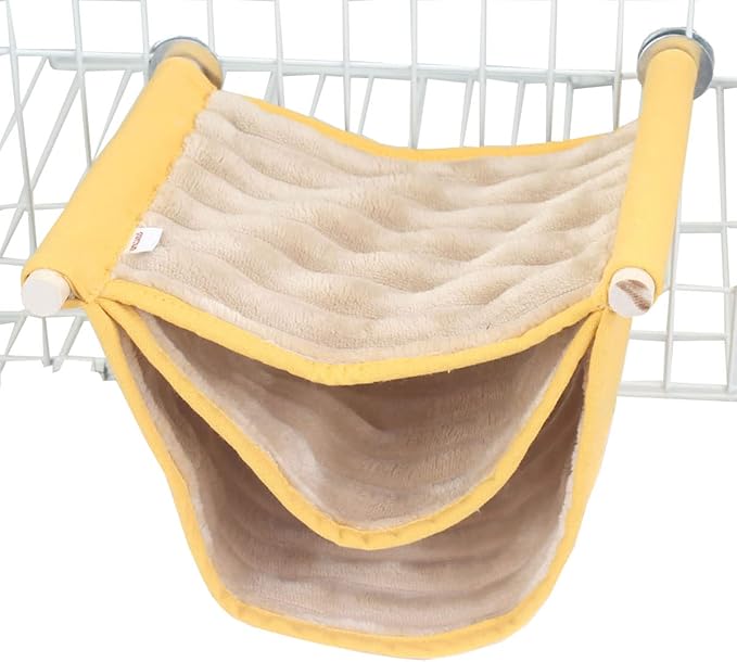 emours Small Animal Hammock Hamster Parakeets Bed Bird Nest Cage Corner Hideout Triple Play Platform for Parrots Rat Sugar Glider with Warm Fleece (Three Layer)