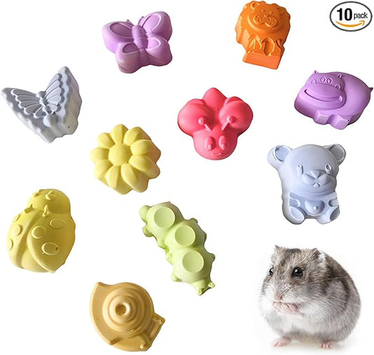 Hamiledyi 10 Pieces Hamster Teeth Grinding Lava Block Calcium Stone Chew Toys for Chinchillas Rabbits Gerbil Guinea Pig Syrian Hamster Squirrel Ferret
