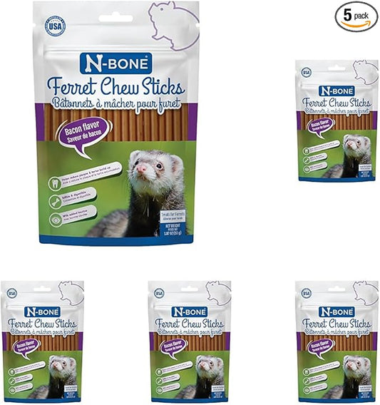 N-Bone Ferret Chew Sticks Bacon Flavor, 1.87-oz Bag (Pack of 5)